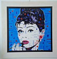 Dipinto di Kino Mistral "Omaggio a Andy Warhol" Audrey Hep Tecnica Mista 70x70cm