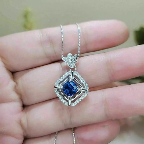 Ciondolo aureola zaffiro blu