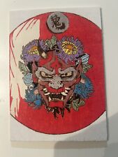 Quadro In Pirografia Su Legno Oni Demone Giapponese. Artigianale Fatto A Mano