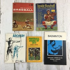 Vtg Lot Of 5 Sports Books Scholastic Baseball Archery Badminton Football 1973