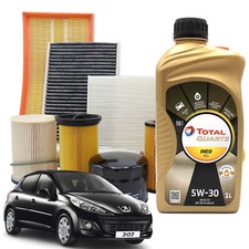 KIT TAGLIANDO PEUGEOT 207 1.6 HDI 90CV 66KW DAL 02/2006 4LT OLIO TOTAL INEO 5W30