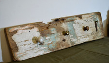 Appendino da parete Appendiabiti in Legno di Recupero stile Antico Vintage 76x22