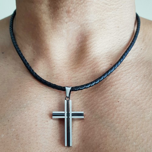 Ciondolo croce nera uomo alta - croce,