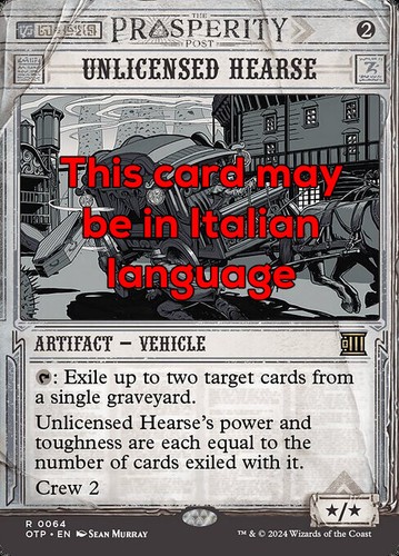 Mtg unlicensed hearse - unlicensed,