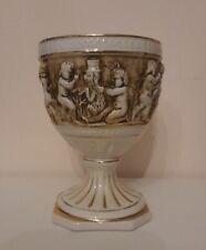 Vecchio Vaso Coppa Ceramica Capodimonte Rilievo Con Putti Cherubini Vintage