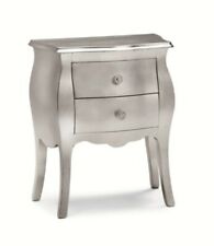 COMODINO in legno BOMBATO in foglia argento L 49 P 29 H 61