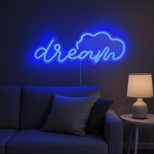 Scritta neon blu Dream da