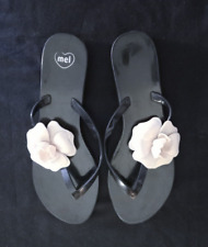 INFRADITO/SANDALI MARE " MEL " NERO E FIORE BIANCO N°39 (s79)