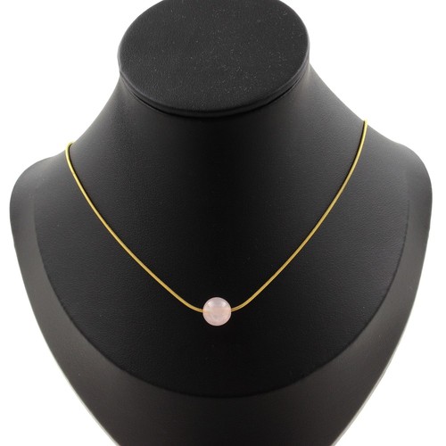 Collana perla quarzo rosa 8 - 1,
