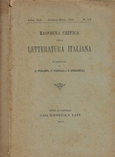 Rassegna critica della letteratura italiana n. 1-3/4-6 Anno 1914. . AA.VV.. 1914
