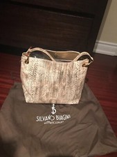 * Borsa Silvano Biagini Autentica Vera Pelle Pitone Hobo | Made in Italy Nuova con etichette