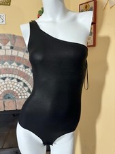 Body monospalla Elisabetta Franchi, effetto pelle, colore nero.