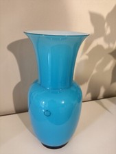 Venini - Vaso Opalino blu - vaso di vetro di Murano - h cm 30 