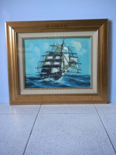 Quadro dipinto olio - olio, veliero