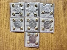 SERIE 7 MONETE VATICANO PIO XI PIO XII 5 LIRE ANNI da 1930 al 1940 T2