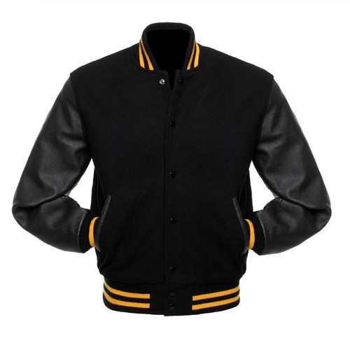 Bomber nero lana varsity - bomber, in