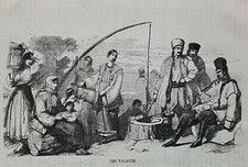 1968 TIPI VALACCHI Balcani Bacino Danubio Transumanza Litografia da rivista 