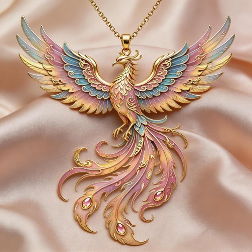 Collana con ciondolo fenice - , in