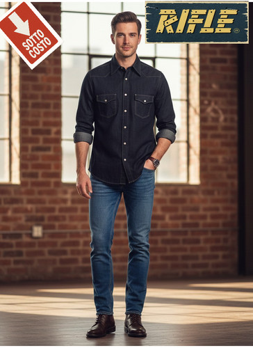 Camicia jeans rifle blu scuro - camicia, jeans"rifle"