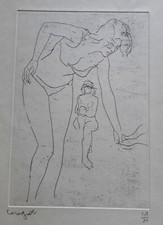 LITOGRAFIA CEREGATO LORENZO "LE BAGNANTI" AUTOGRAFATA E NUMERATA, BIANCO E NERO 