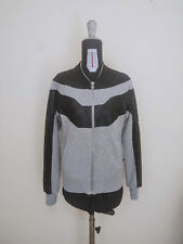 Philipp Plein Sweatshirt Men S Grey Cotton + Black Faux Leather Inserts
