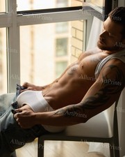 Stampa fotografica modello maschile muscolosa bella senza camicia Hunk Abs Jock -696D