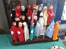 Marionette 35cm burattini teatrino testa terracotta  abiti  tessuto artigianali