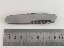 ANCIEN COUTEAU PLIANT MULTIFONCTIONS EN METAL ROSTFREI INOX 6 ACCESSOIRES