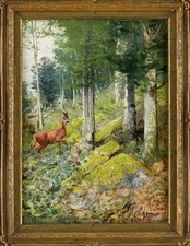 Christian Kröner cervo su radura foresta guazzo Düsseldorf scuola caccia