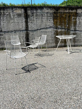 SET GIARDINO TAVOLO ROTONDO + 4 SEDIA  METALLO CHAISE ROUND TABLE CHAIR ANNI '50