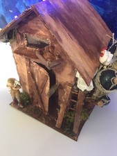 Presepe artigianale casetta fienile 11x8x14 cm statuina Landi 6 cm