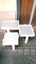 TRIS VINTAGE TAVOLINI DA FUMO  IMPILABILI   IN LEGNO BIANCO 1970
