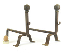 COPPIA ALARI DA CAMINO FERRO BATTUTO ANTICHI DUE ALARI DA CAMINETTO SF