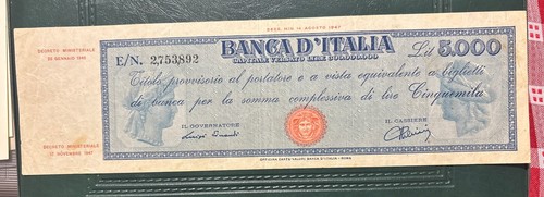 Banconota 5000 lire titolo - lire,