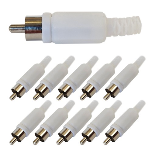 10x connettore rca bianco - bianco, a
