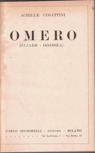 Cosattini omero iliade - cosattini,, omero.