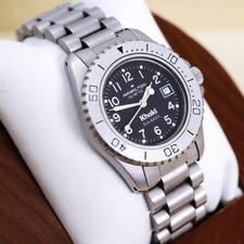 Orologio Hamilton Khaki Sub Quartz 36 mm quadrante nero argento data lunetta girevole