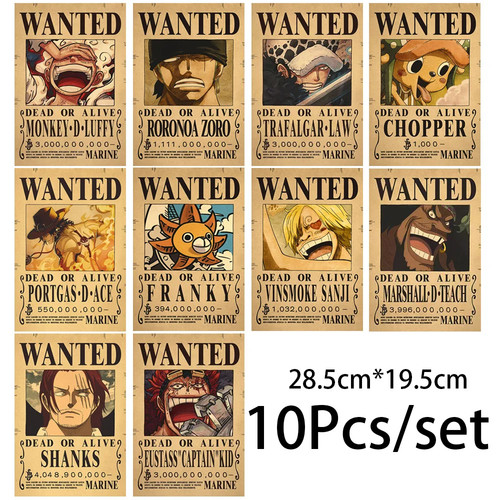 One piece wanted poster - one, set