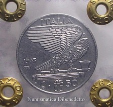 Vittorio Emanuele III - 50 Cent 1943 XXI Impero RARA - Periziata  SPL / FDC