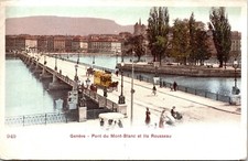 Cartolina d'epoca Geneve Pont