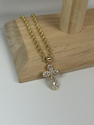Collana croce stratificata oro - collana,