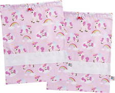 - Set 2 Sacchetti Asilo in Cotone Stampato | Inserto in Tela Aida Da Ricamare | 