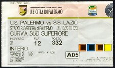 BIGLIETTO STADIO TICKET PALERMO LAZIO - CAMPIONATO SERIE A 2010/2011