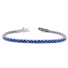 BRACCIALE TENNIS IN ARGENTO CON ZIRCONI BLU 2MM, RODIATO IN ORO BIANCO
