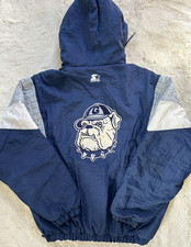 Vintage 90s Starter Georgetown Hoyas Puffer Jacket Mens XL Navy 1/4 Zip Logo