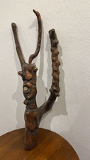 SCULTURA SARDA IN LEGNO MASCHERA CON CORNA