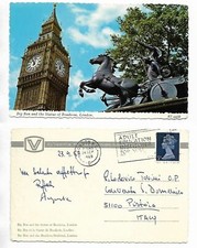 CARTOLINA LONDRA (ING) - BIG BEN AND THE STATUE OF BOADICEA 1969