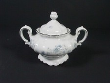 Zuccheriera Johann Haviland ghirlanda blu con coperchio Bavaria senza manico superiore in platino