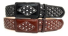 CINTURA CHARRO AUTENTICA DA UOMO, CINTO VAQUERO NAVAJEADO, CINTURA WESTERN RODEO IN PELLE