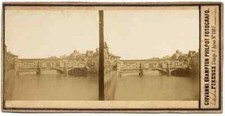 Philpot Florence Suggestive view of Ponte Vecchio Rare Stereo card 1860c S1043
